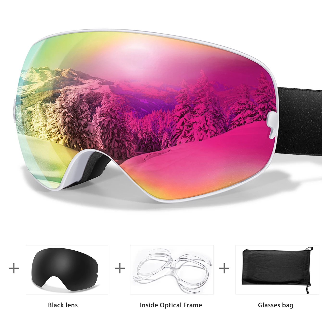 UV400 Anti-Fog Ski Goggles Polycarbonate Lens for Men Women - Image 18