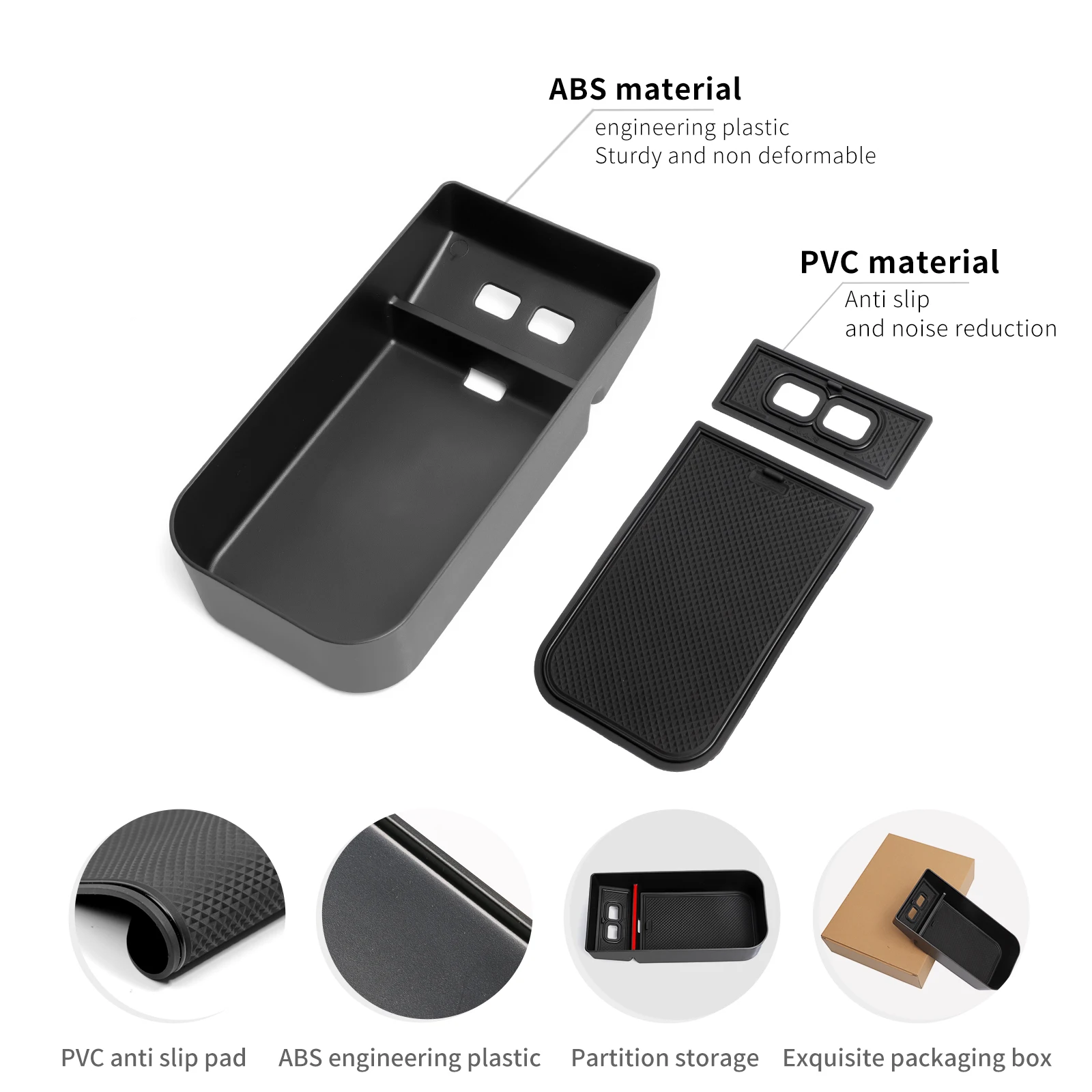 Polestar 4 Armrest Storage Box ABS PVC Console Organizer - Image 3