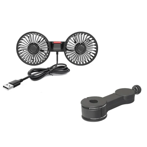 USB Car Cooling Fan 3-Speed Dual Head 360 Degree Rotation