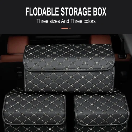 Large Capacity PU Leather Car Trunk Organizer Storage Bag