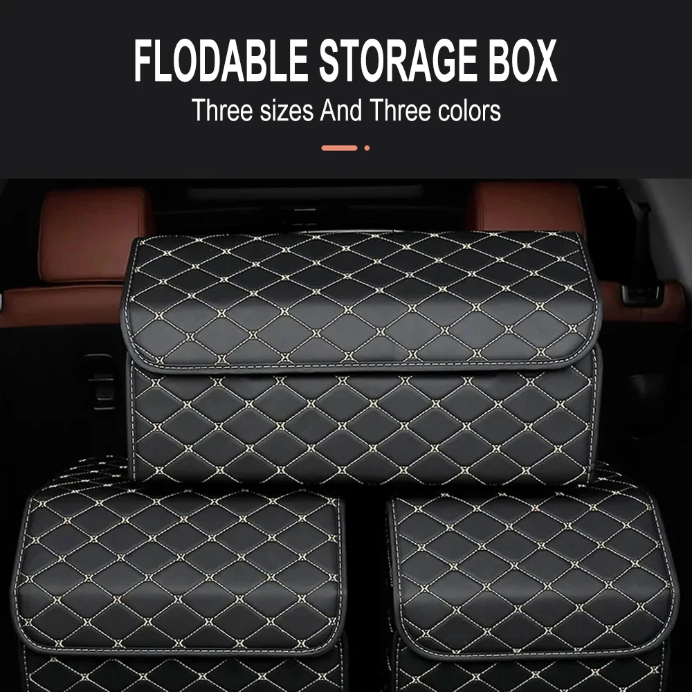 Large Capacity PU Leather Car Trunk Organizer Storage Bag