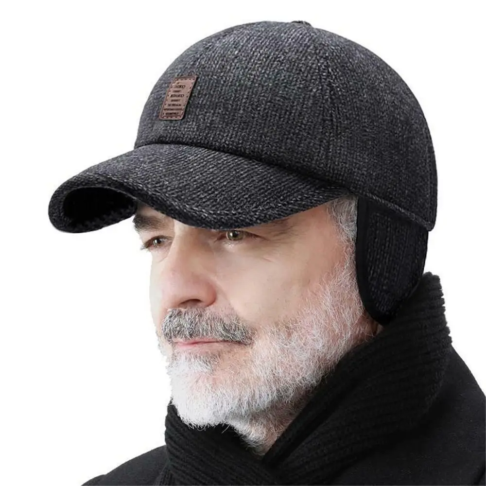 Men's Adjustable Warm Polyester Earmuffs Baseball Cap