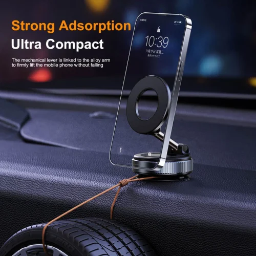 360° Adjustable Magnetic Car Phone Holder Foldable Black