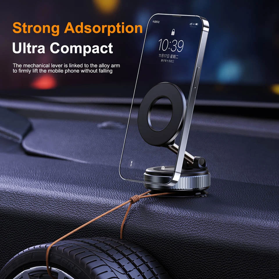 360° Adjustable Magnetic Car Phone Holder Foldable Black
