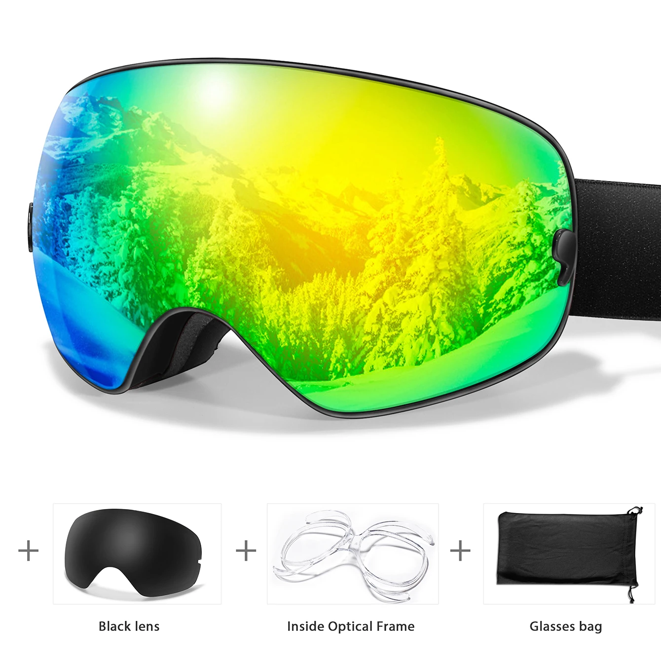UV400 Anti-Fog Ski Goggles Polycarbonate Lens for Men Women - Image 17