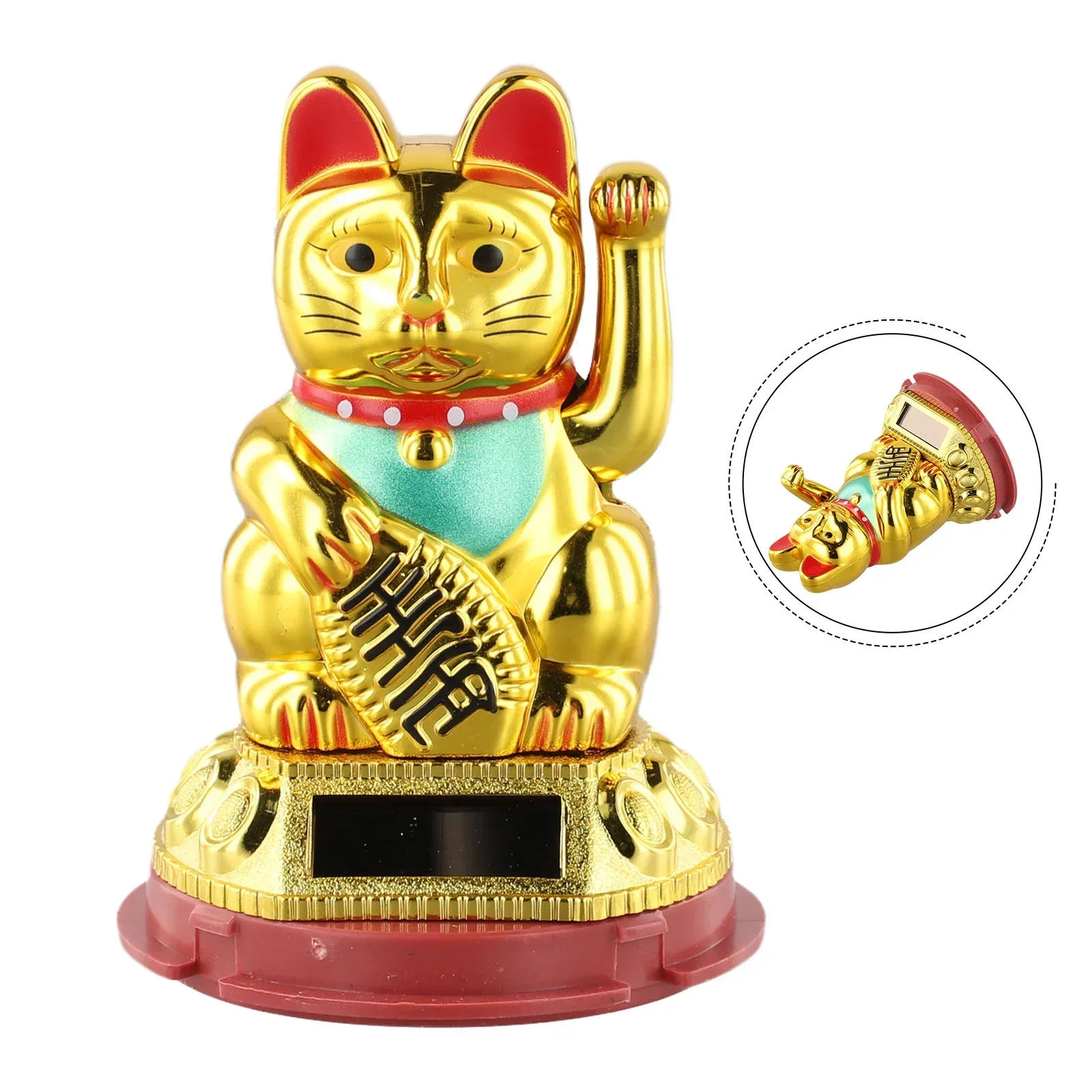 Eco-Friendly Solar Waving Lucky Cat Plastic Ornament