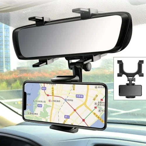 Foldable Rearview Mirror Car Phone Holder GPS Navigation Mount