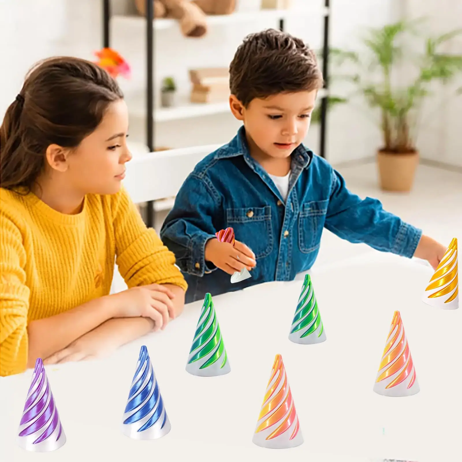 3D Printed Spiral Cone Pyramid Optical Illusion Desk Toy - Image 3