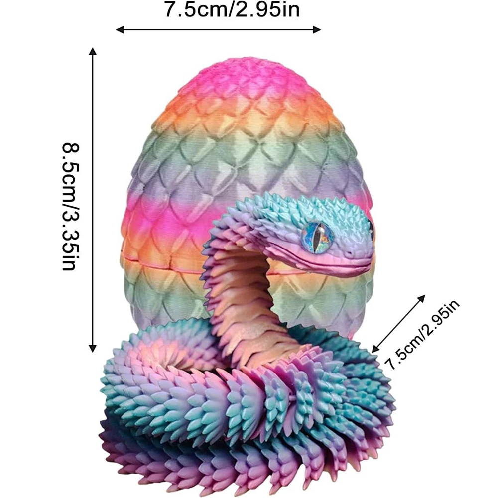 3D Printed Flexible Snake Dragon Egg Joint Mobility Decor - Image 2