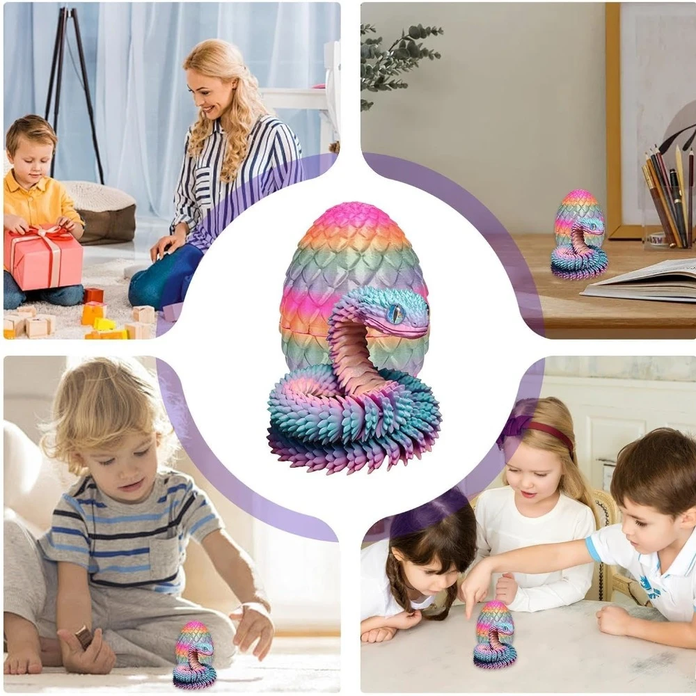 3D Printed Flexible Snake Dragon Egg Joint Mobility Decor - Image 4