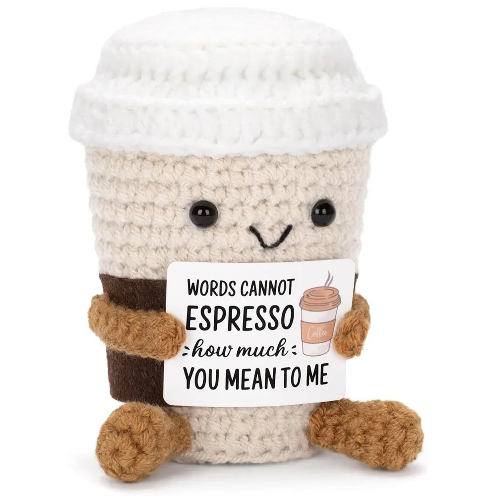 Handmade Crochet Emotional Support Coffee Doll Home Decor