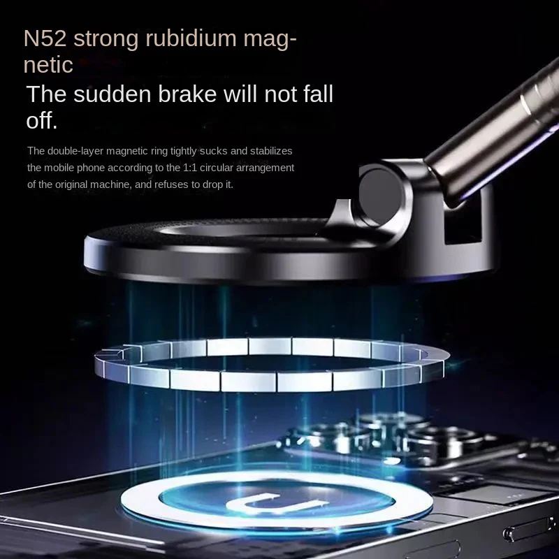 360° Adjustable Magnetic Car Phone Holder Foldable Black - Image 4