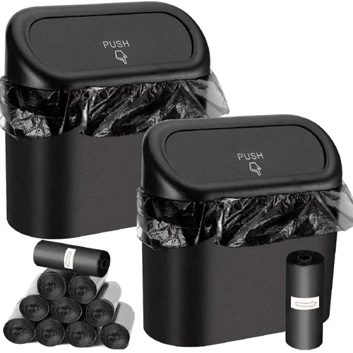 Leak-proof Mini Car Trash Can with Lid and 300 Bags