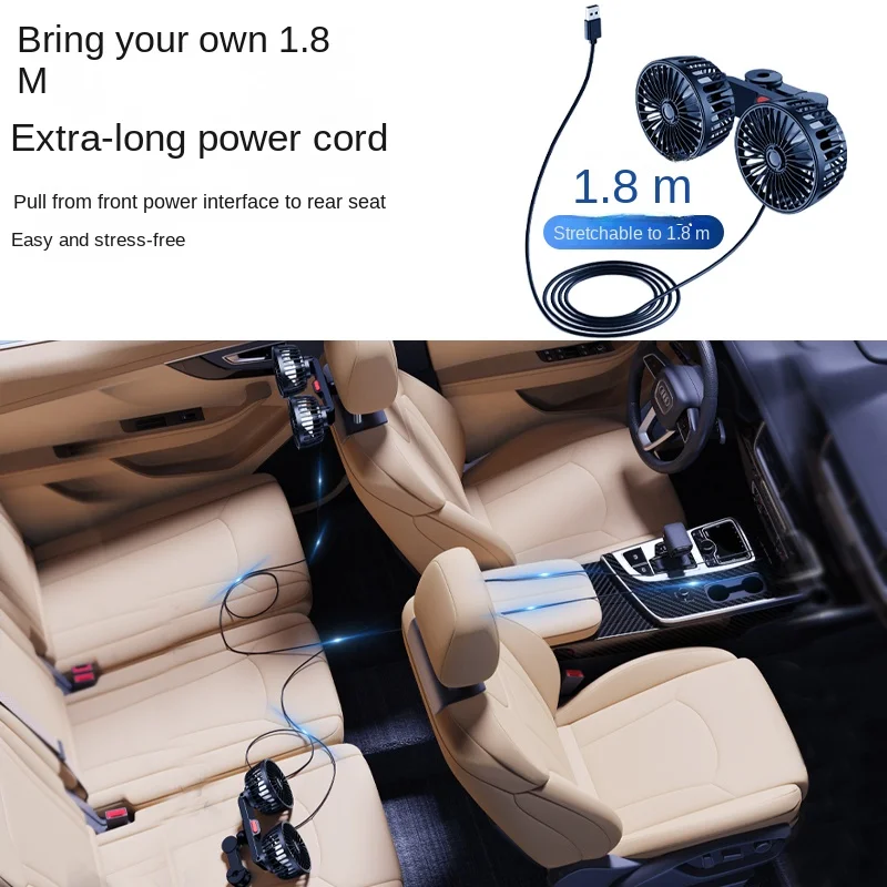 USB Car Cooling Fan 3-Speed Dual Head 360 Degree Rotation - Image 6