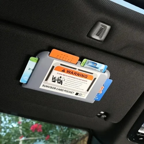 Car Sun Visor Organizer Temporary Parking Card Holder Storage