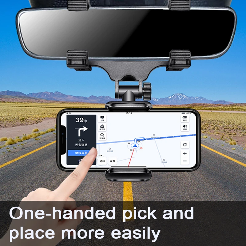 SEAMETAL Car Rearview Mirror Phone Holder Adjustable Mount - Image 3
