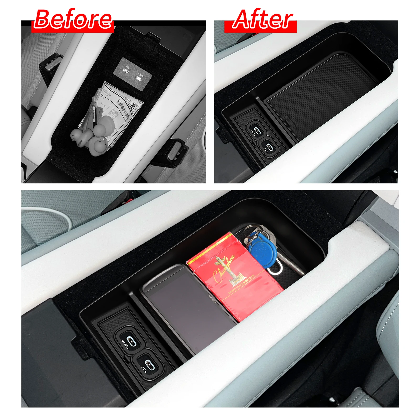 Polestar 4 Armrest Storage Box ABS PVC Console Organizer - Image 2