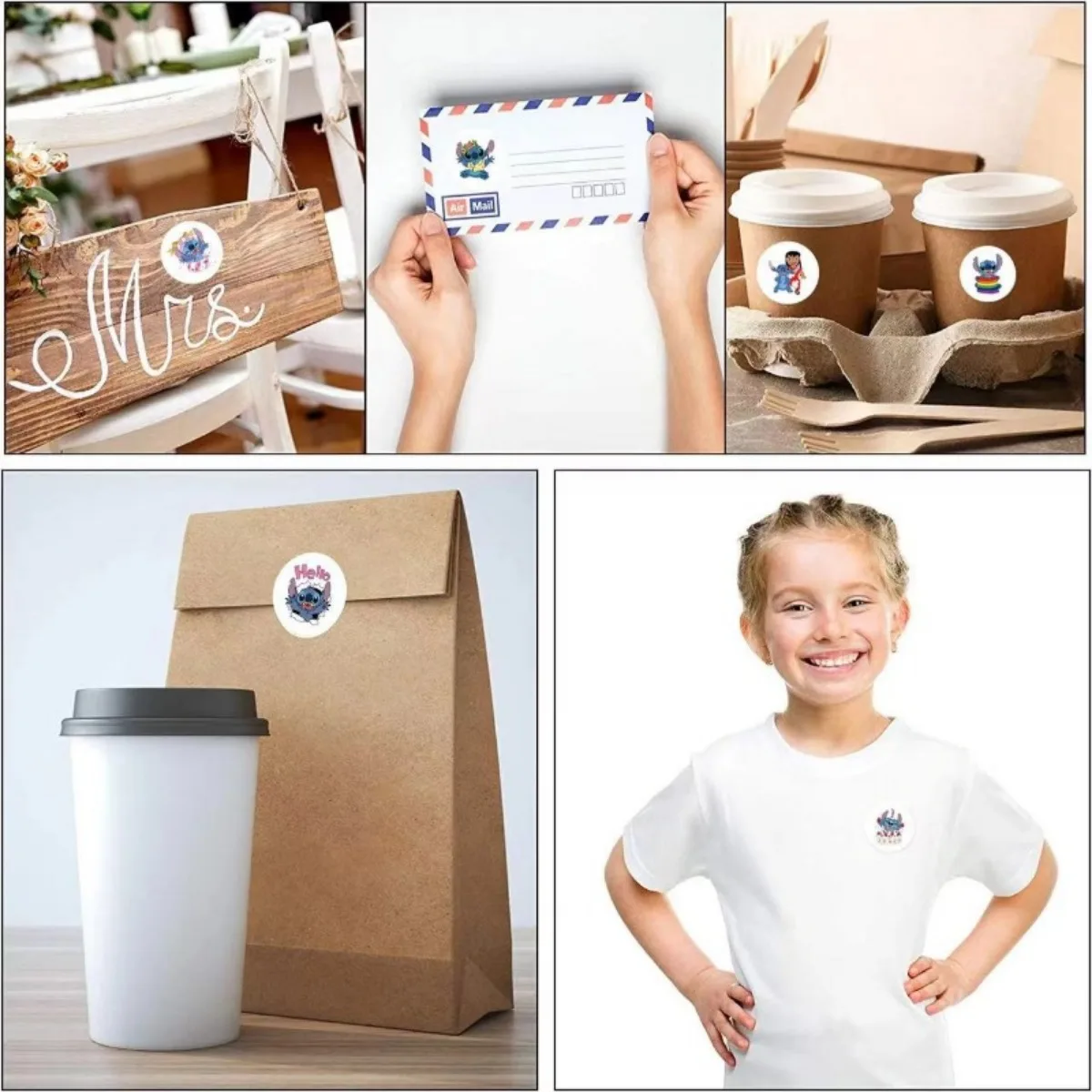 500pcs Disney Stitch Paper Stickers 3x7cm for Kids - Image 5